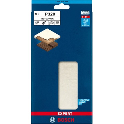 Malla de lija EXPERT M480 para lijadoras orbitales de 115 x 230 mm, G 320, 10 unidades