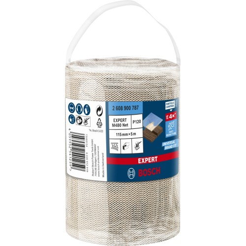 Rollo de malla de lija EXPERT M480 de 115 mm, 5 m, G 120