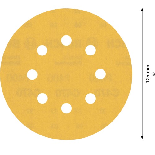 Papel de lija EXPERT C470 con 8 orificios para lijadoras excéntricas de 125 mm, G 400, 5 unidades