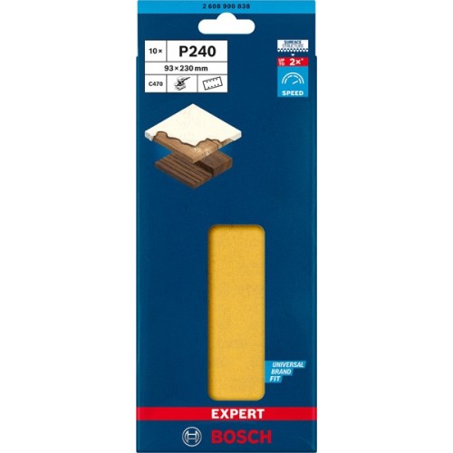 Papel de lija EXPERT C470 con 8 orificios para lijadoras orbitales 93 x 230 mm, G 240 10 unidades