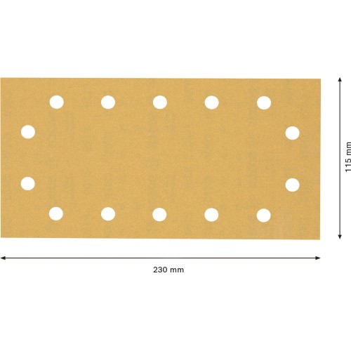Papel de lija EXPERT C470 con 14 orificios para lijadoras orbitales 115 x 230 mm, G 180 10 unidades
