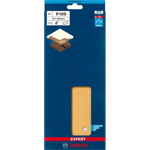 Papel de lija EXPERT C470 con 14 orificios para lijadoras orbitales 115 x 280 mm, G 100 10 unidades