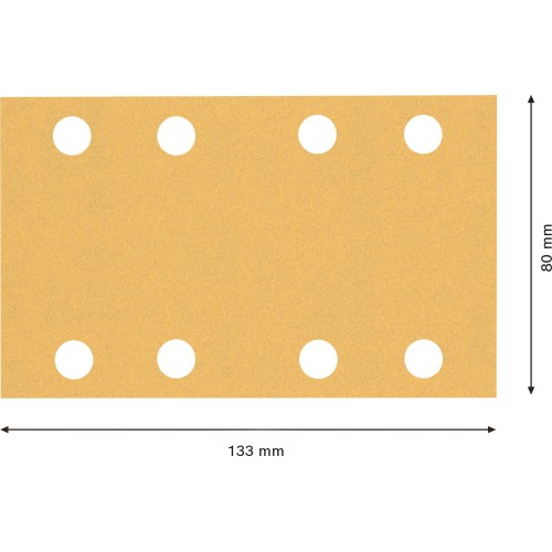 Papel de lija EXPERT C470 con 8 orificios para lijadoras orbitales 80 x 133 mm, G 120 10 unidades