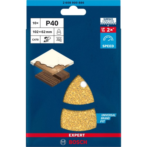 Papel de lija EXPERT C470 con 11 orificios para multilijadoras de 102 x 62 mm, 93 mm, G 40, 10 unidades