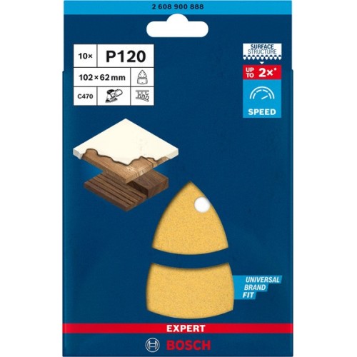 Papel de lija EXPERT C470 con 11 orificios para multilijadoras de 102 x 62 mm, 93 mm, G 120, 10 unidades