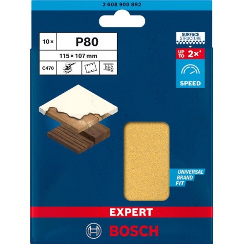 Papel de lija EXPERT C470 con 6 orificios para lijadoras orbitales 115 x 107 mm, G 80 10 unidades