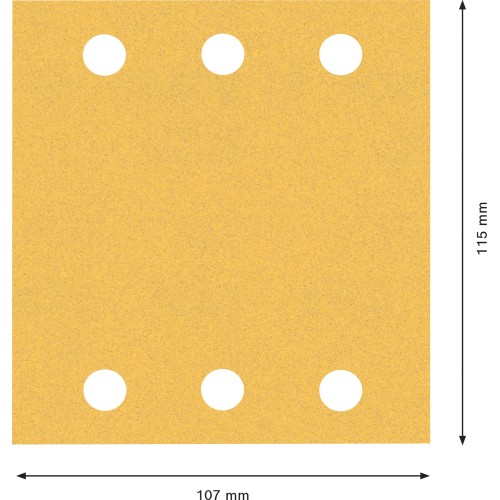 Papel de lija EXPERT C470 con 6 orificios para lijadoras orbitales 115 x 107 mm, G 120 10 unidades