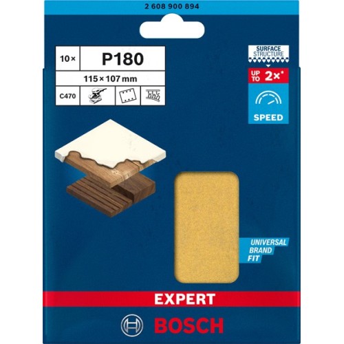 Papel de lija EXPERT C470 con 6 orificios para lijadoras orbitales 115 x 107 mm, G 180 10 unidades