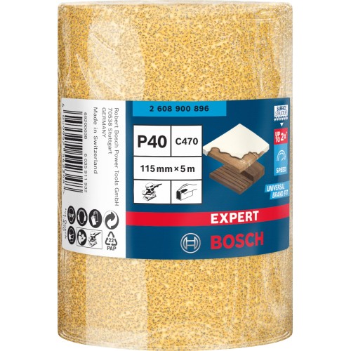 Rollo de papel de lija EXPERT C470 para lijado manual de 115 mm, 5 m, G 40