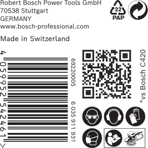 Papel de lija EXPERT C470 con 8 orificios para lijadoras excéntricas de 125 mm, G 40, 50 unidades