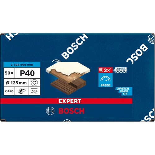 Papel de lija EXPERT C470 con 8 orificios para lijadoras excéntricas de 125 mm, G 40, 50 unidades