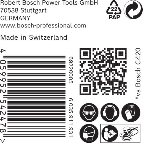 Papel de lija EXPERT C470 con 8 orificios para lijadoras excéntricas de 125 mm, G 60, 50 unidades
