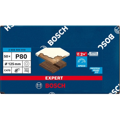 Papel de lija EXPERT C470 con 8 orificios para lijadoras excéntricas de 125 mm, G 80, 50 unidades