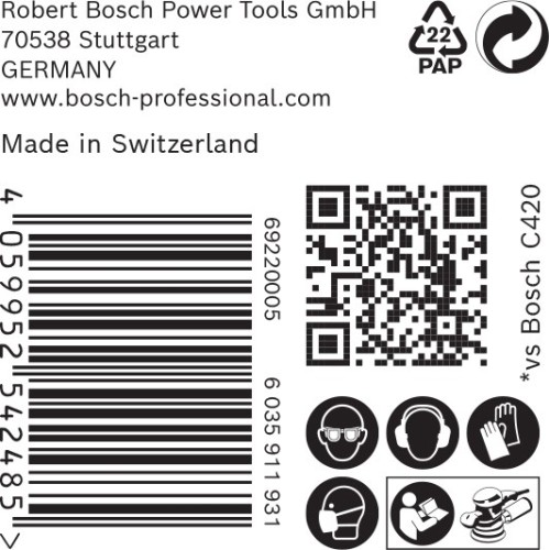 Papel de lija EXPERT C470 con 8 orificios para lijadoras excéntricas de 125 mm, G 80, 50 unidades