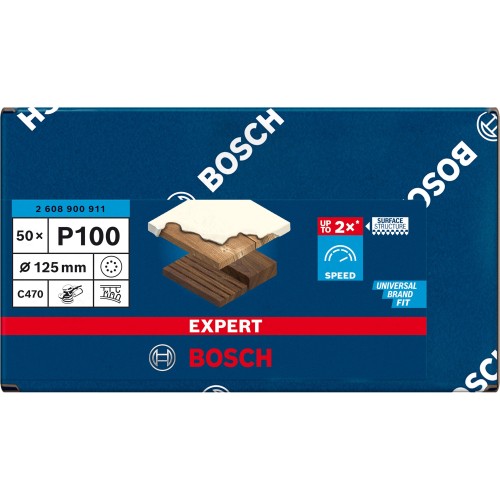 Papel de lija EXPERT C470 con 8 orificios para lijadoras excéntricas de 125 mm, G 100, 50 unidades