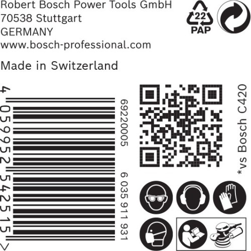 Papel de lija EXPERT C470 con 8 orificios para lijadoras excéntricas de 125 mm, G 240, 50 unidades