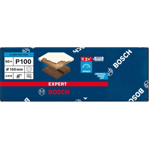 Papel de lija EXPERT C470 con 6 orificios para lijadoras excéntricas de 150 mm, G 100, 50 unidades