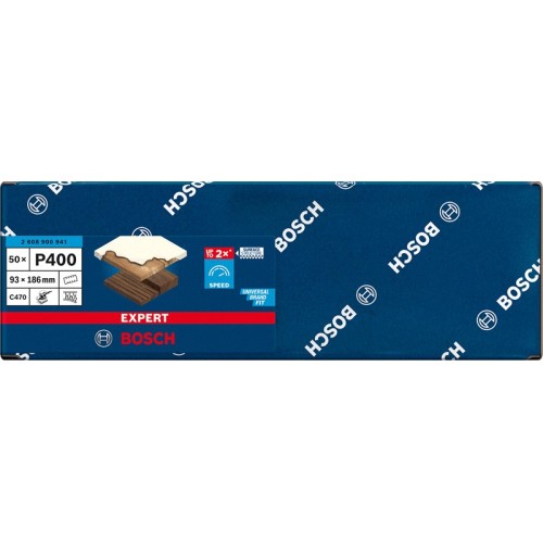 Papel de lija EXPERT C470 con 8 orificios para lijadoras orbitales 93 x 186 mm, G 400 50 unidades