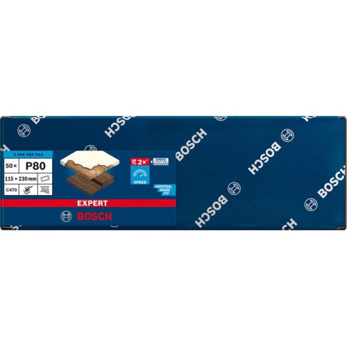 Papel de lija EXPERT C470 con 14 orificios para lijadoras orbitales 115 x 230 mm, G 80 50 unidades