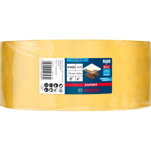 Rollo de papel de lija EXPERT C470 para lijado manual de 115 mm x 50 m, G 400