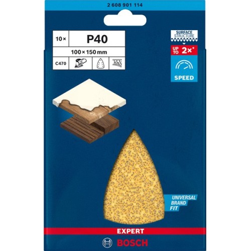 Papel de lija EXPERT C470 con 7 orificios para multilijadoras de 100 x 150 mm, G 40 10 unidades