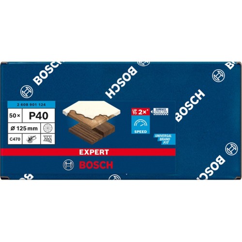 Papel de lija EXPERT C470 multiperforado para lijadoras excéntricas de 125 mm, G 40, 50 unidades