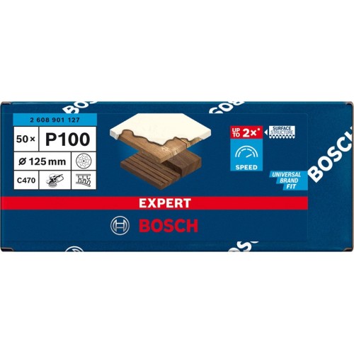 Papel de lija EXPERT C470 multiperforado para lijadoras excéntricas de 125 mm, G 100, 50 unidades