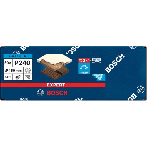 Papel de lija EXPERT C470 multiperforado para lijadoras excéntricas de 150 mm, G 240, 50 unidades