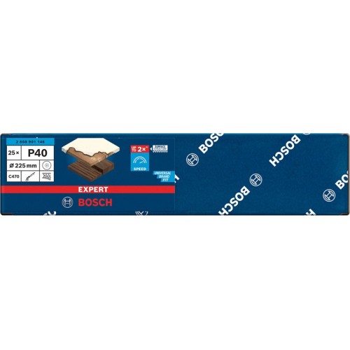 Papel de lija EXPERT C470 con 19 orificios para lijadoras de cartón-yeso de 225 mm, G 40, 25 unidades