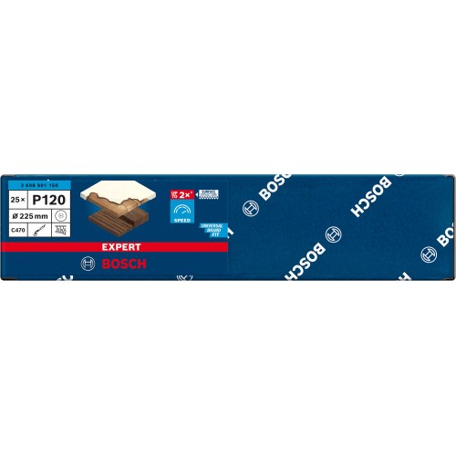 Papel de lija EXPERT C470 con 19 orificios para lijadoras de cartón-yeso de 225 mm, G 120, 25 unidades