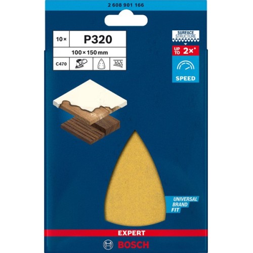 Papel de lija EXPERT C470 con 7 orificios para multilijadoras de 100 x 150 mm, G 320 10 unidades