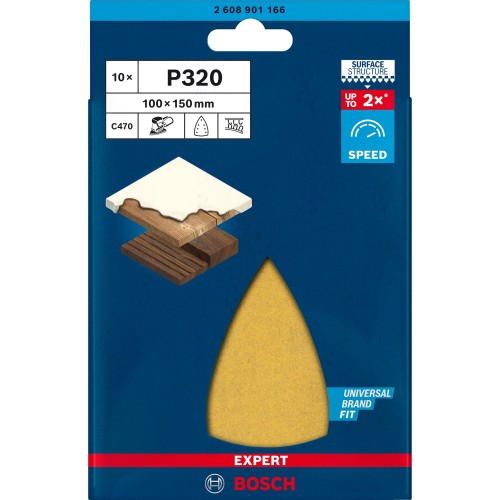 Papel de lija EXPERT C470 con 7 orificios para multilijadoras de 100 x 150 mm, G 320 10 unidades