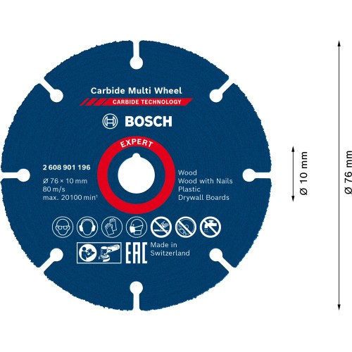 Disco de corte EXPERT Carbide Multi Wheel de 76 mm, 10 mm