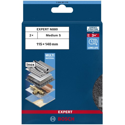 Almohadilla de vellón EXPERT N880 para lijado manual de 115 x 140 mm, media S, 2 uds.