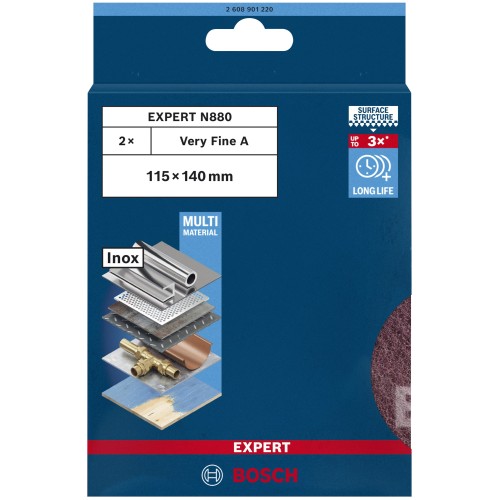 Almohadilla de vellón EXPERT N880 para lijado manual de 115 x 140 mm, muy fina A, 2 uds.