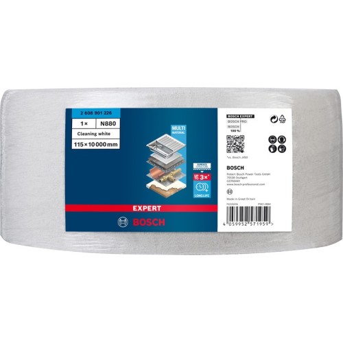 Rollo de vellón EXPERT N880 para lijado manual de 115 mm x 10 m, limpieza