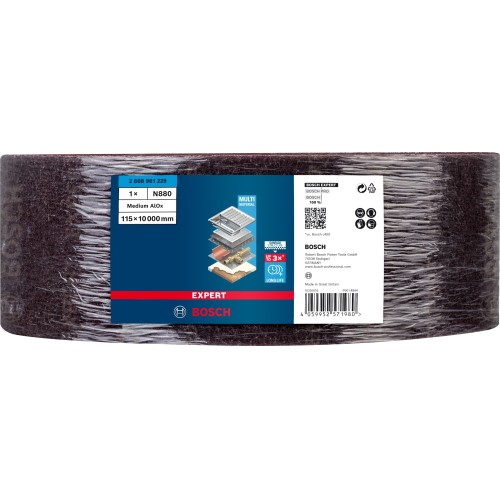 Rollo de vellón EXPERT N880 para lijado manual de 115 mm x 10 m, medio A