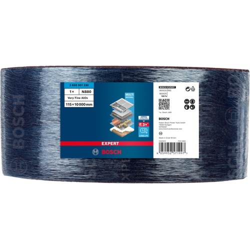 Rollo de vellón EXPERT N880 para lijado manual de 115 mm x 10 m, muy fino A