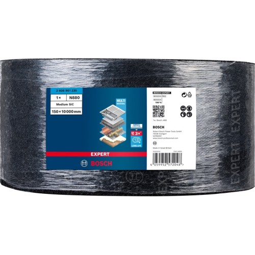 Rollo de vellón EXPERT N880 para lijado manual de 150 mm x 10 m, medio S