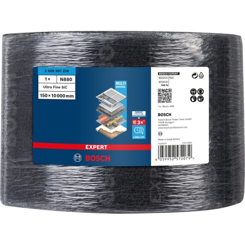 Rollo de vellón EXPERT N880 para lijado manual de 150 mm x 10 m, ultrafino S