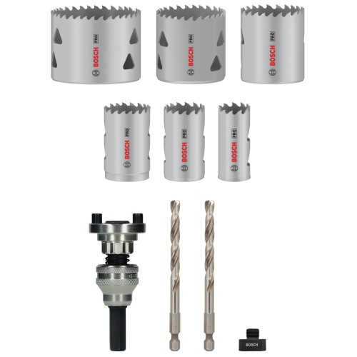 Set de sierras de corona PRO Multi Material y portabrocas Q-Lock, 10 unidades