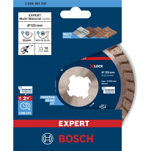 Disco de corte con diamante EXPERT MultiMaterial X-LOCK de 125 x 22,23 x 2,4 x 12 mm