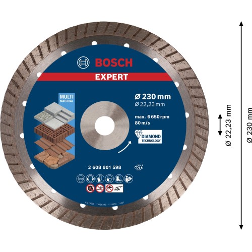Disco de corte con diamante EXPERT MultiMaterial de 230 x 22,23 x 2,4 x 15 mm