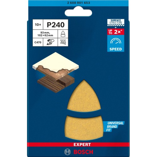 Hoja de lija EXPERT C470 de 102 x 62/93 mm, G 240, 10 unidades