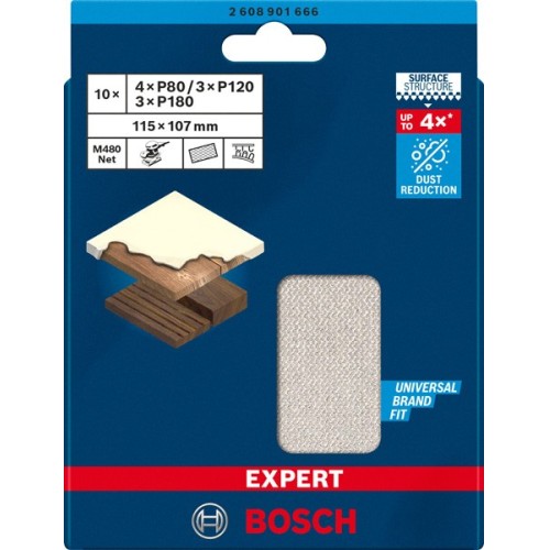 Sets de mallas de lija EXPERT M480 de 115 x 107 mm, G 80/120/180, 10 unidades
