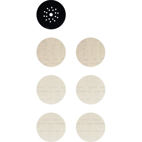Set de mallas de lija EXPERT M480 de 225 mm, G 80/120/180/protector de plato, 7 unidades