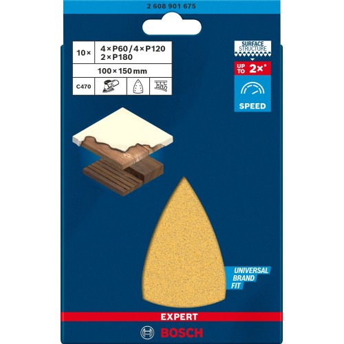 Set de hojas de lija EXPERT C470 de 100 x 150 mm G 60/120/180, 10 unidades