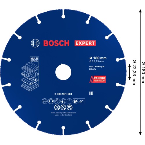 Disco de corte EXPERT Carbide Multi Wheel de 180 mm, 22,23 mm