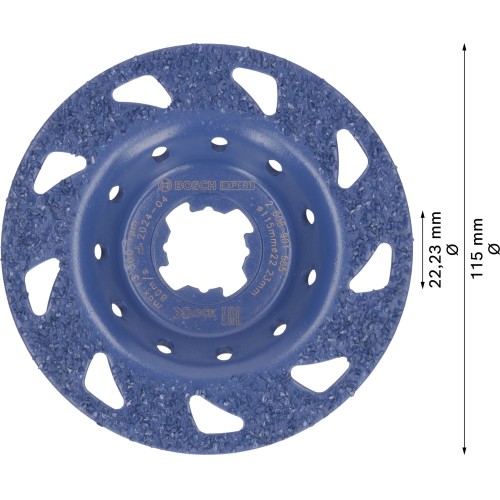 Cabeza de desbaste de carbide EXPERT Multi Material media, plana, X-LOCK, 115 mm, 22,23 mm