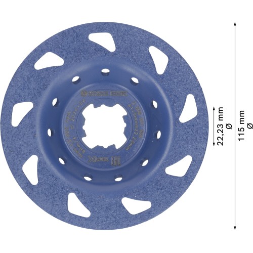 Cabeza de desbaste de carbide EXPERT Multi Material fina, plana, X-LOCK, 115 mm, 22,23 mm